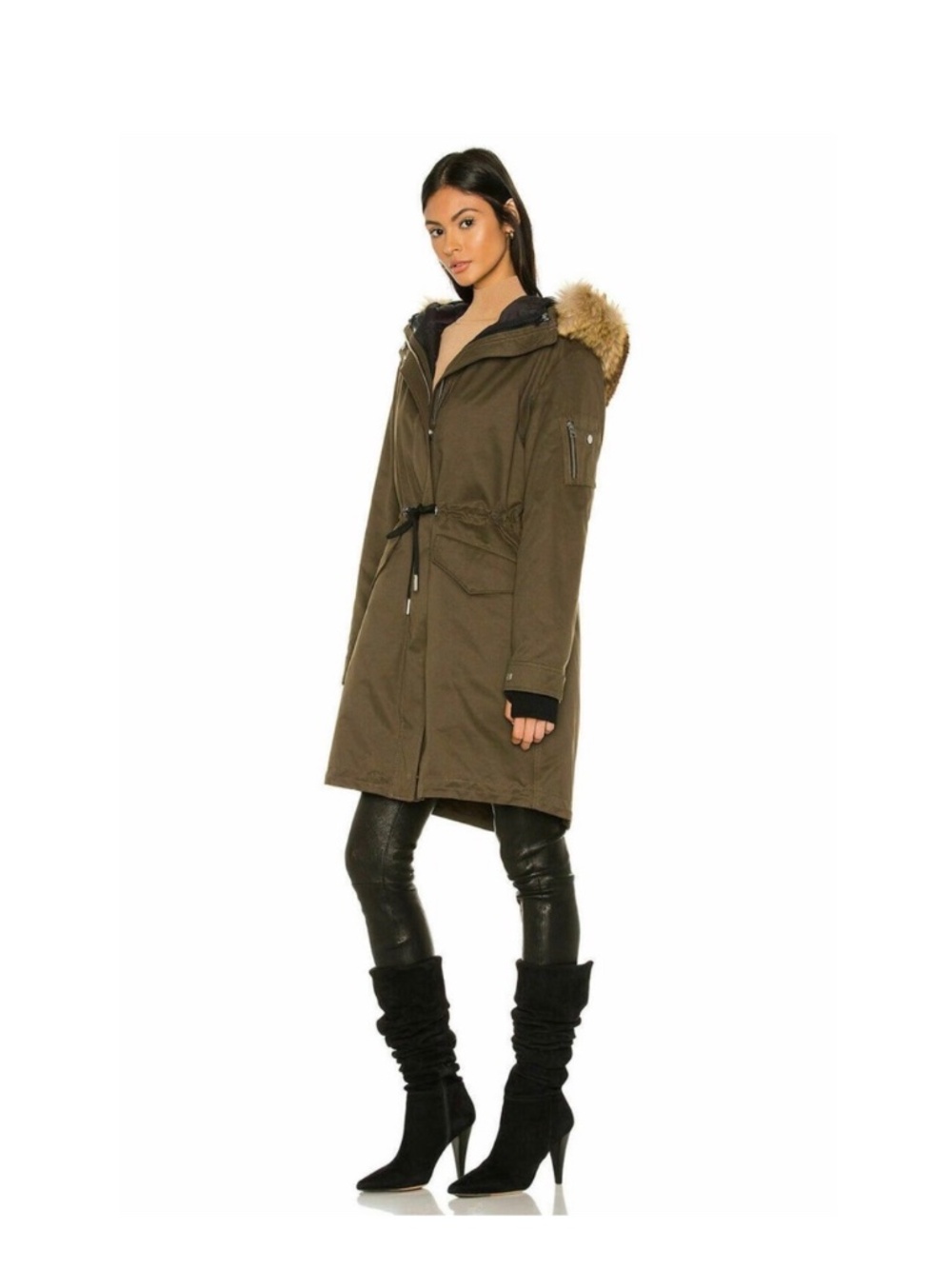 Soia & Kyo Eloise 2-in-1 Parka With Faux Fur Trim in Army size S/P